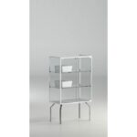 VETRINA CON 4 GAMBE IN METALLO CROMATO cm.91 x37x120h