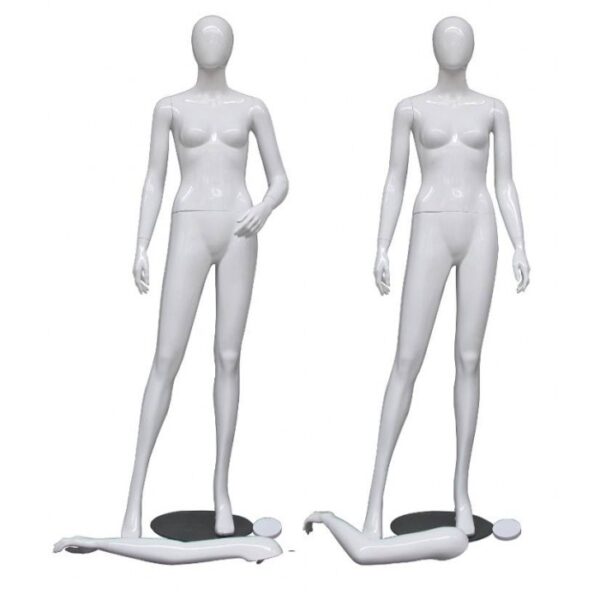 MANICHINO DONNA TESTA UOVO 4 POSE BIANCO LUCIDO