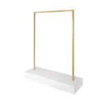 STENDER ORO TUBO QUADRO CON BASE BIANCO LUCIDO