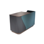 BANCO ANGOLO CURVO CANNETE’ GRIGIO / LAVA PETROLIO  CM.160